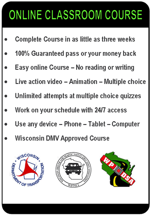 Online classroom course advertisement highlights features: quick completion